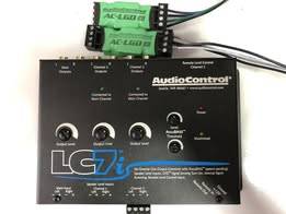 May be an image of text that says 'AudioContror AC-LGO 20 G ® ® @ udloComtrol AC-LGD 20 R Outputs Channel Outputs R Channel3 Outputs Remote Level Control Channel3 Connected to Channel Connected to Channel AudioControl WA 98043 www.audiocontrol.com Power Level AccuBASS™ Threshold Maximized Output Level Output Level Output Level LG7i Speaker Inputs, GTO Channel ine-Output Converter AccuBASS™ (patent pending). Sensing Turn- On. Internal InternalSignal Summing. Remote Level Control Input. Speaker Level Inputs Channel Right Main Input Left Right Channel Left Right Remote Out Remote 12V Ground Ground'