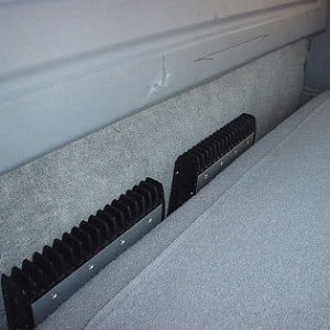 Amps tucked behind backseat