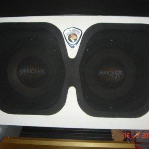A pair of 12" Kicker CVR subs at the back boot