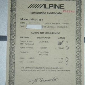 Alpine MRV-T757 birth sheet