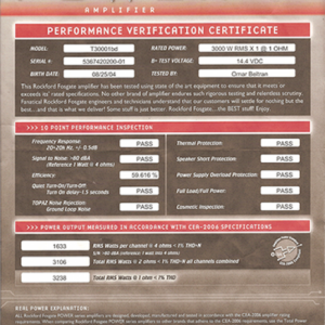 Rockford Fosgate T30001bd birth sheet