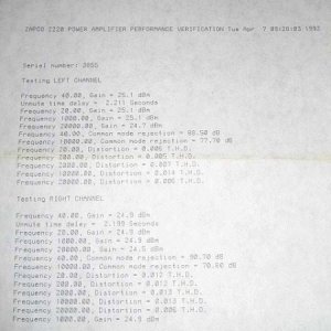 1992 birthsheet for a Zapco Z220 II