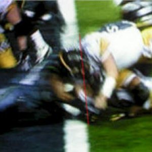 Ball broke the plane of the goal line.
