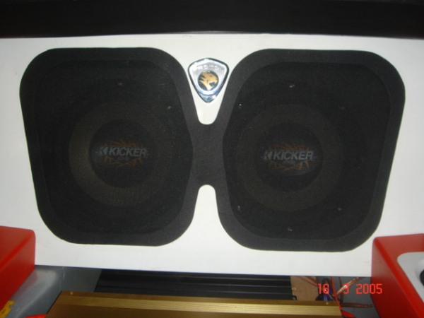 A pair of 12&quot; Kicker CVR subs at the back boot