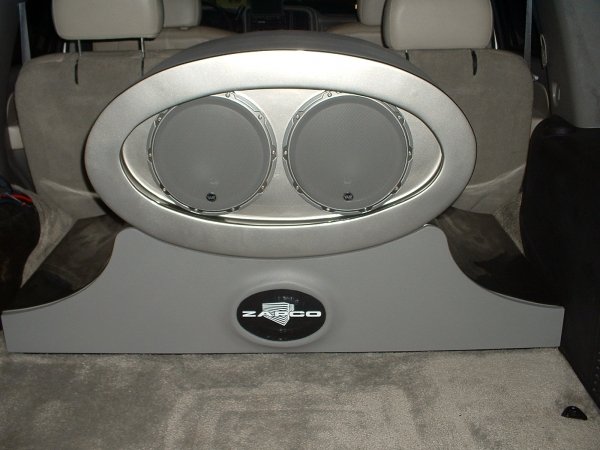 Motorized amplifier rack and subwoofer display