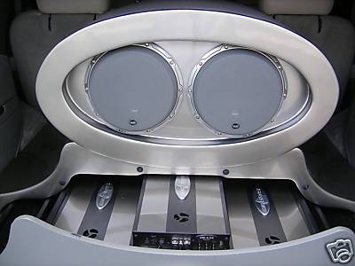 Motorized amplifier rack and subwoofer display