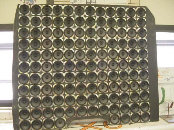 speaker wall built by middle schoolers