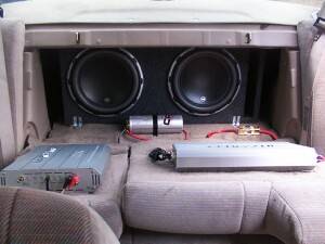 subwoofers facing inside of ride