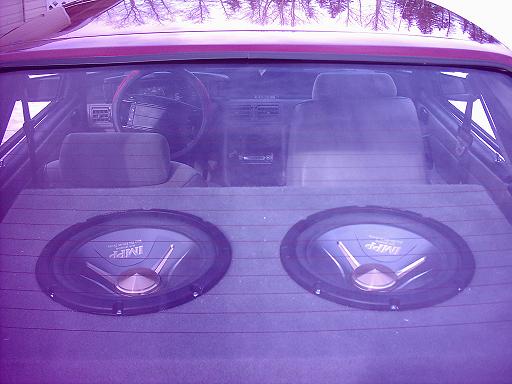 view of the subs in my brotheres 93 stang